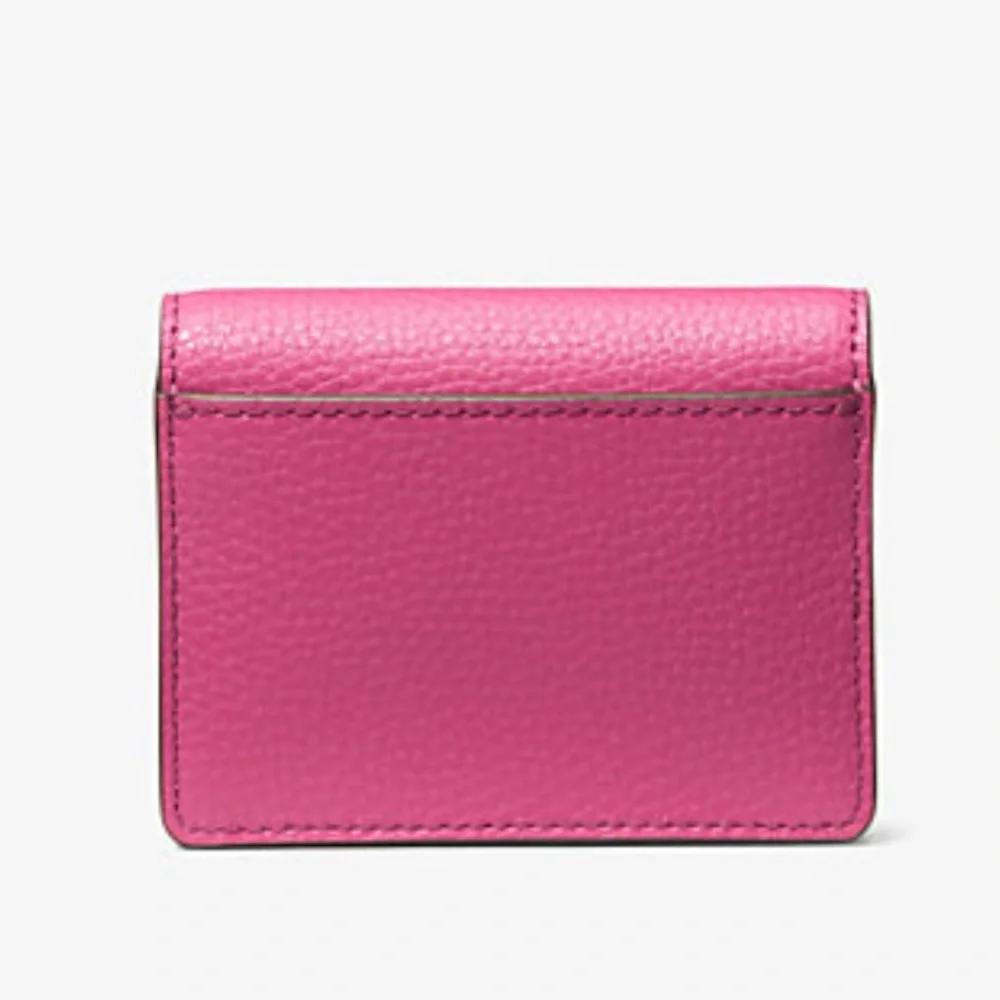 MICHAEL KORS Carson Small Pebbled Leather Flap Wallet DRAGONFRUIT NWT